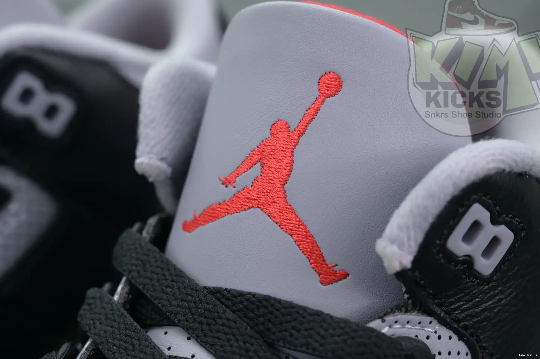 Kimikick Jordan Air Reimagined” 3“Black Cement 0822